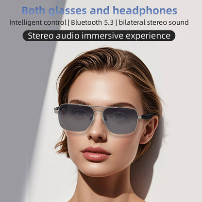New product UV protection smart bluetooth glasses selfie function voice assistant replaceable optical lenses high quality