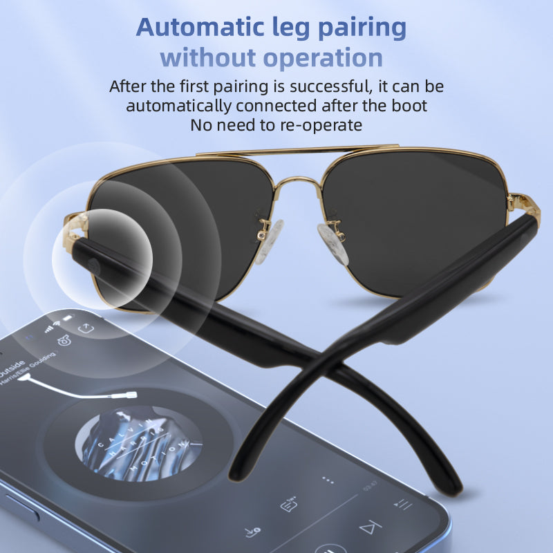 New product UV protection smart bluetooth glasses selfie function voice assistant replaceable optical lenses high quality
