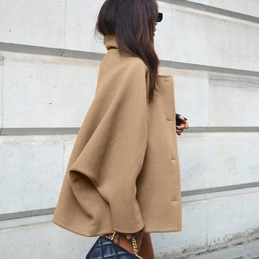 Autumnwomen Clothes Fashion Brown Wool Lapel Long Leeve Cardigan Coat Simple Commuter Casual Simple Women Warm Clothes