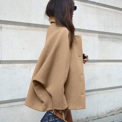 Autumnwomen Clothes Fashion Brown Wool Lapel Long Leeve Cardigan Coat Simple Commuter Casual Simple Women Warm Clothes