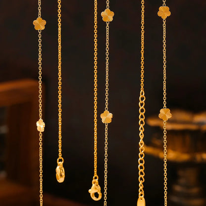 Elegant Golden Flower Stainless Steel Charm Necklace 18K Gold Plated Waterproof Non-Tarnish High Polished Jewelry for Women Gift
