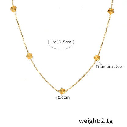Elegant Golden Flower Stainless Steel Charm Necklace 18K Gold Plated Waterproof Non-Tarnish High Polished Jewelry for Women Gift