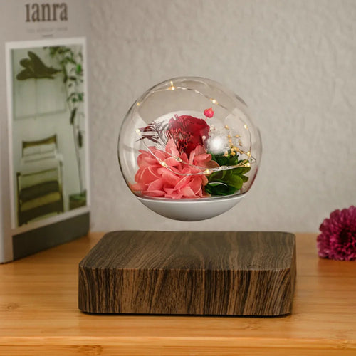 Magnetic Levitation Lamp Rose Creativity Floating Glass LED Bulb Home Office Decoration Magnetic Levitation Light Bulb Ornament