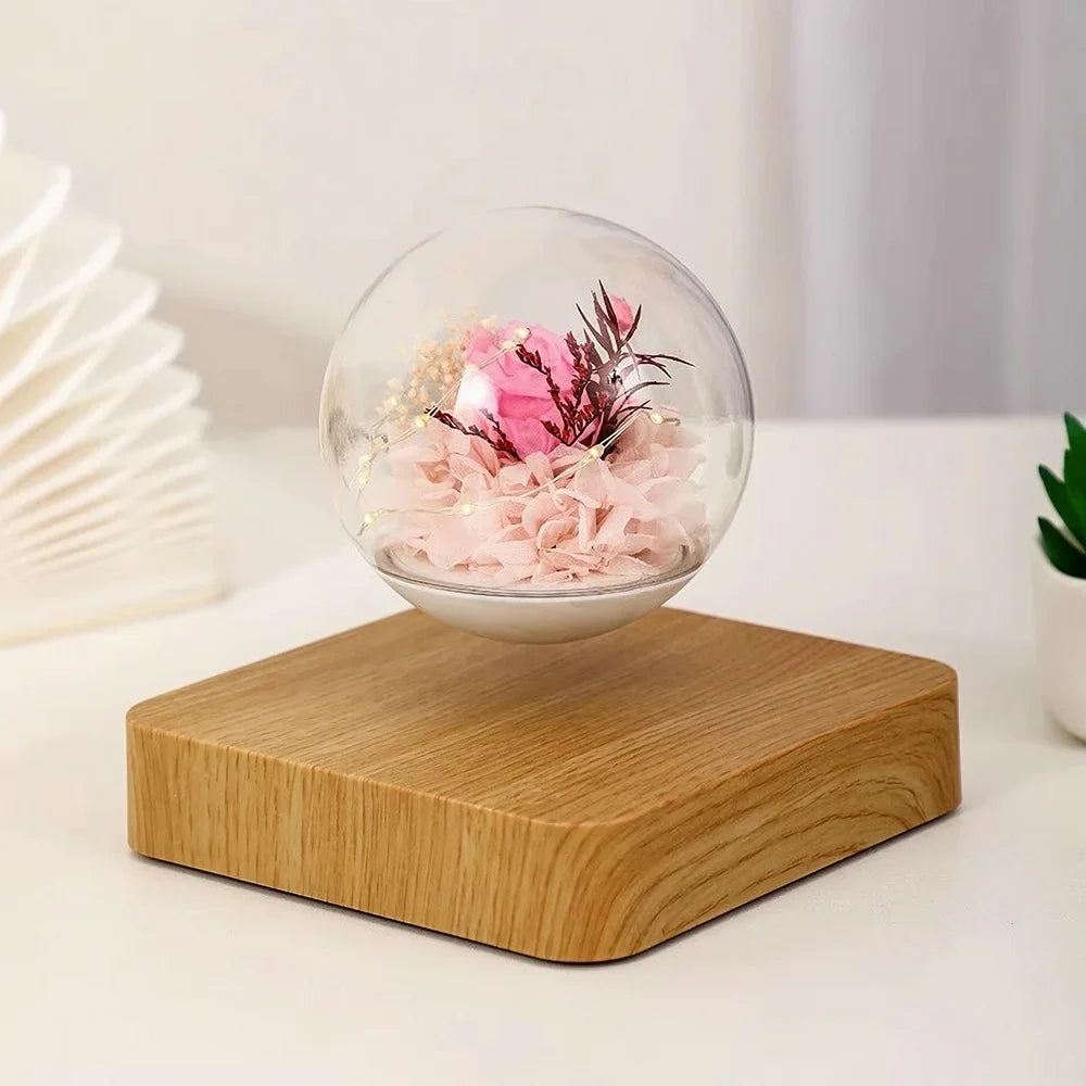 Magnetic Levitation Lamp Rose Creativity Floating Glass LED Bulb Home Office Decoration Magnetic Levitation Light Bulb Ornament