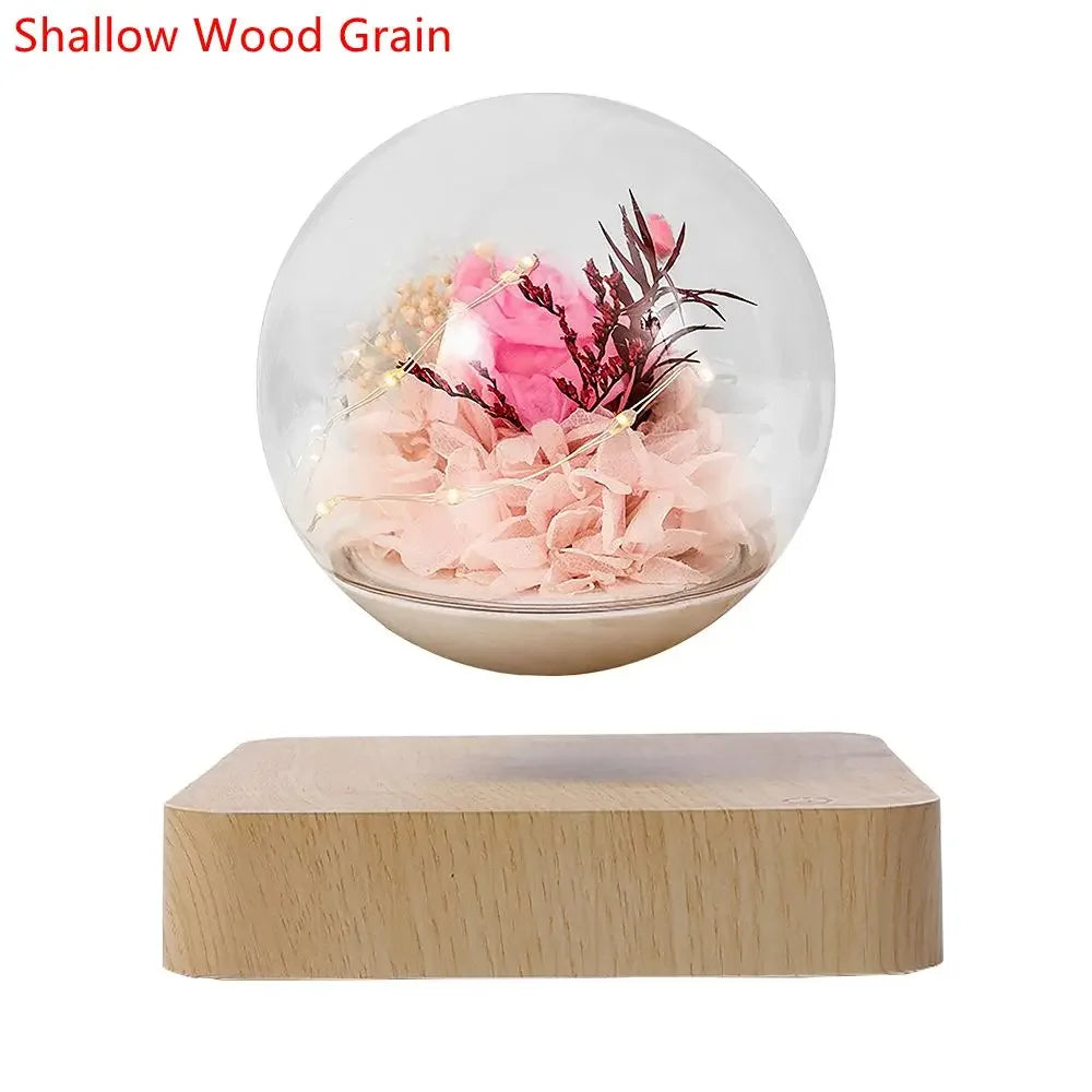Magnetic Levitation Lamp Rose Creativity Floating Glass LED Bulb Home Office Decoration Magnetic Levitation Light Bulb Ornament